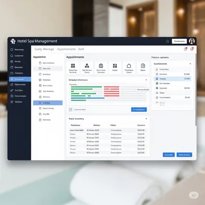 Vista que optimiza turnos y servicios del spa con un software de gestión integrado. Mejorando la experiencia del huésped.