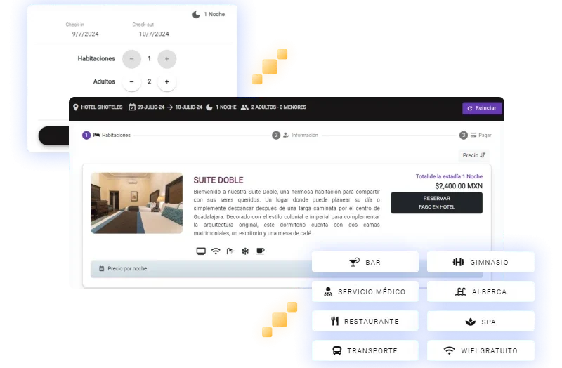 Interfaz del PMS para hoteles con el motor de reservaciones